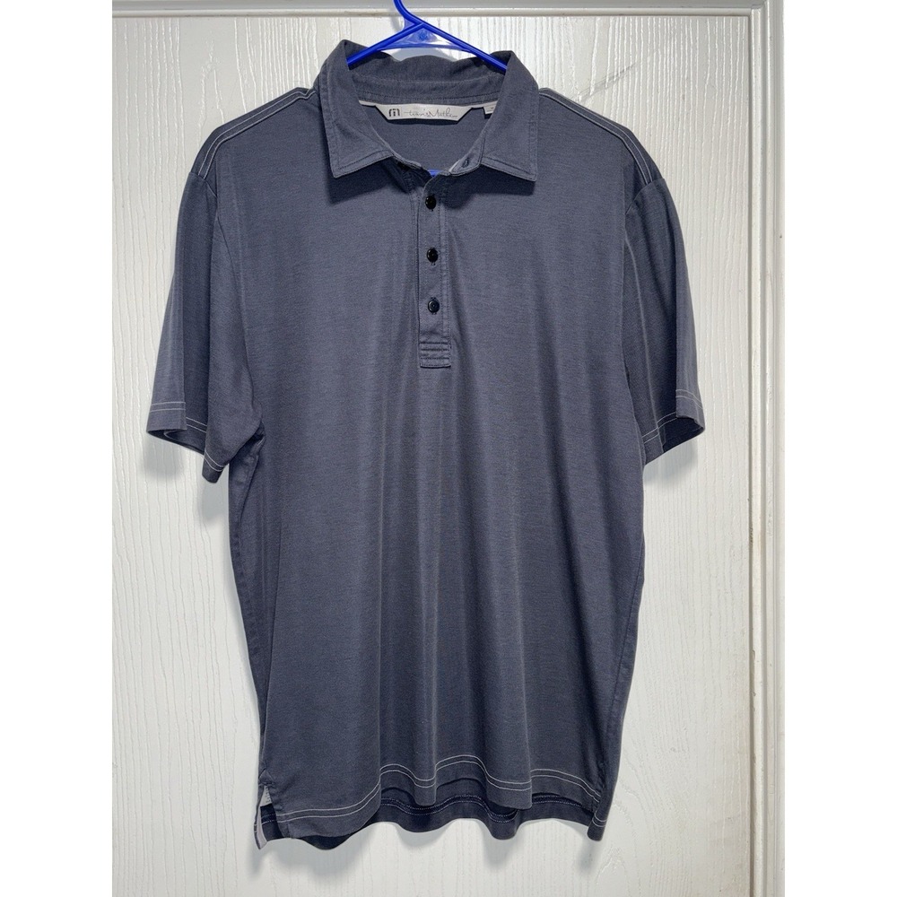 Travis Mathew Polo Shirt Mens Medium‎ Blue Performance Golf Athletic Casual